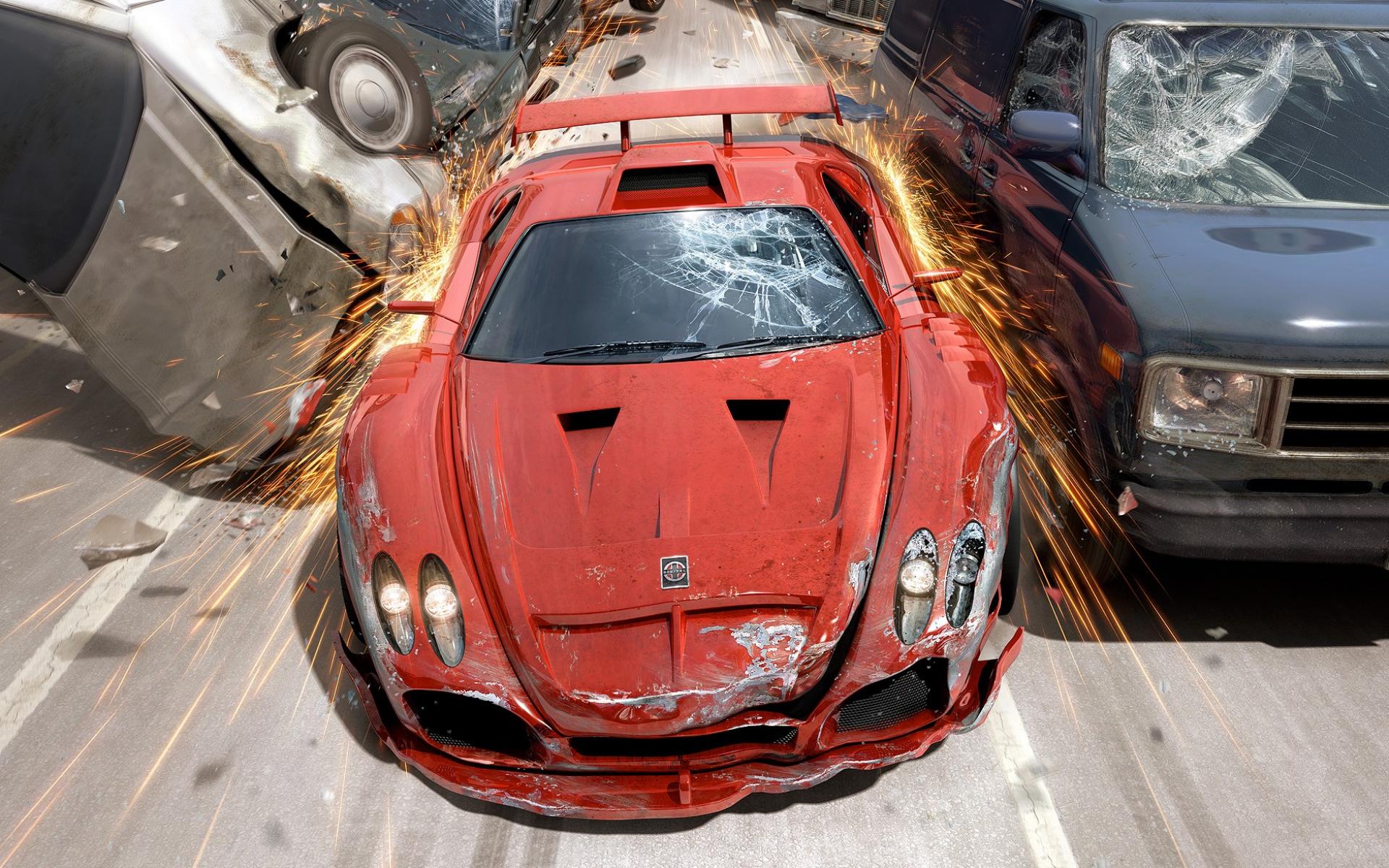 Красная гоночная машина, Burnout 1920x1200