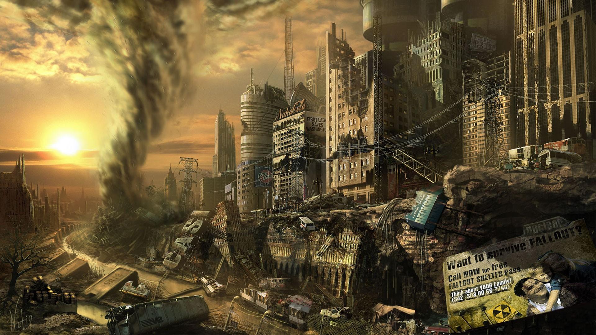 Fallout, город после апокалипсиса обои для рабочего стола, картинки, фото,  1920x1080.