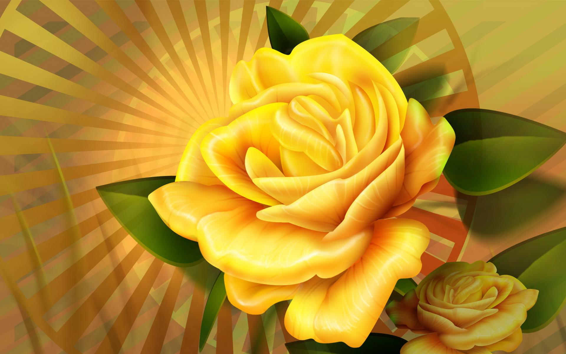 Желтая роза - с графикой бесплатно 1920x1200