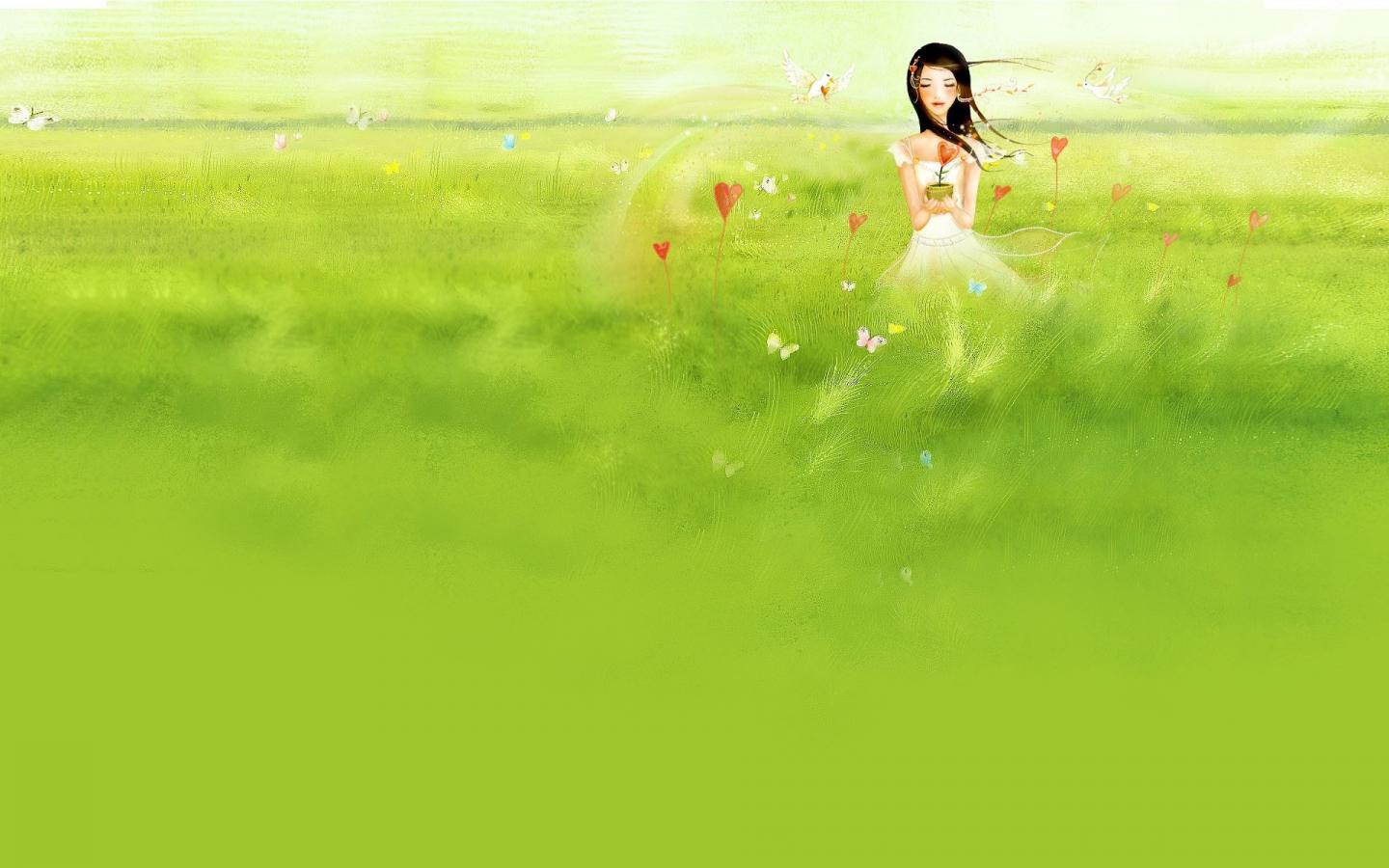 Девочка в поле 1440x900