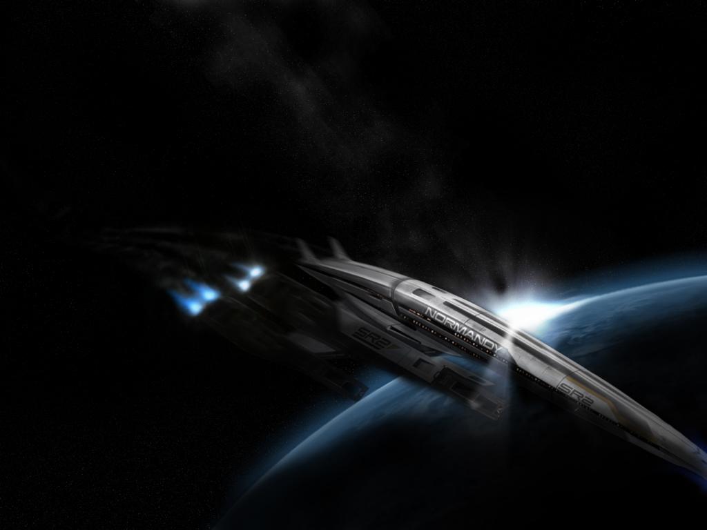 Космический корабль Normandy SR2 из игры Mass Effect 2 1024x768