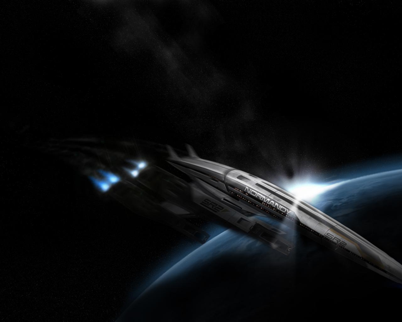 Космический корабль Normandy SR2 из игры Mass Effect 2 1280x1024