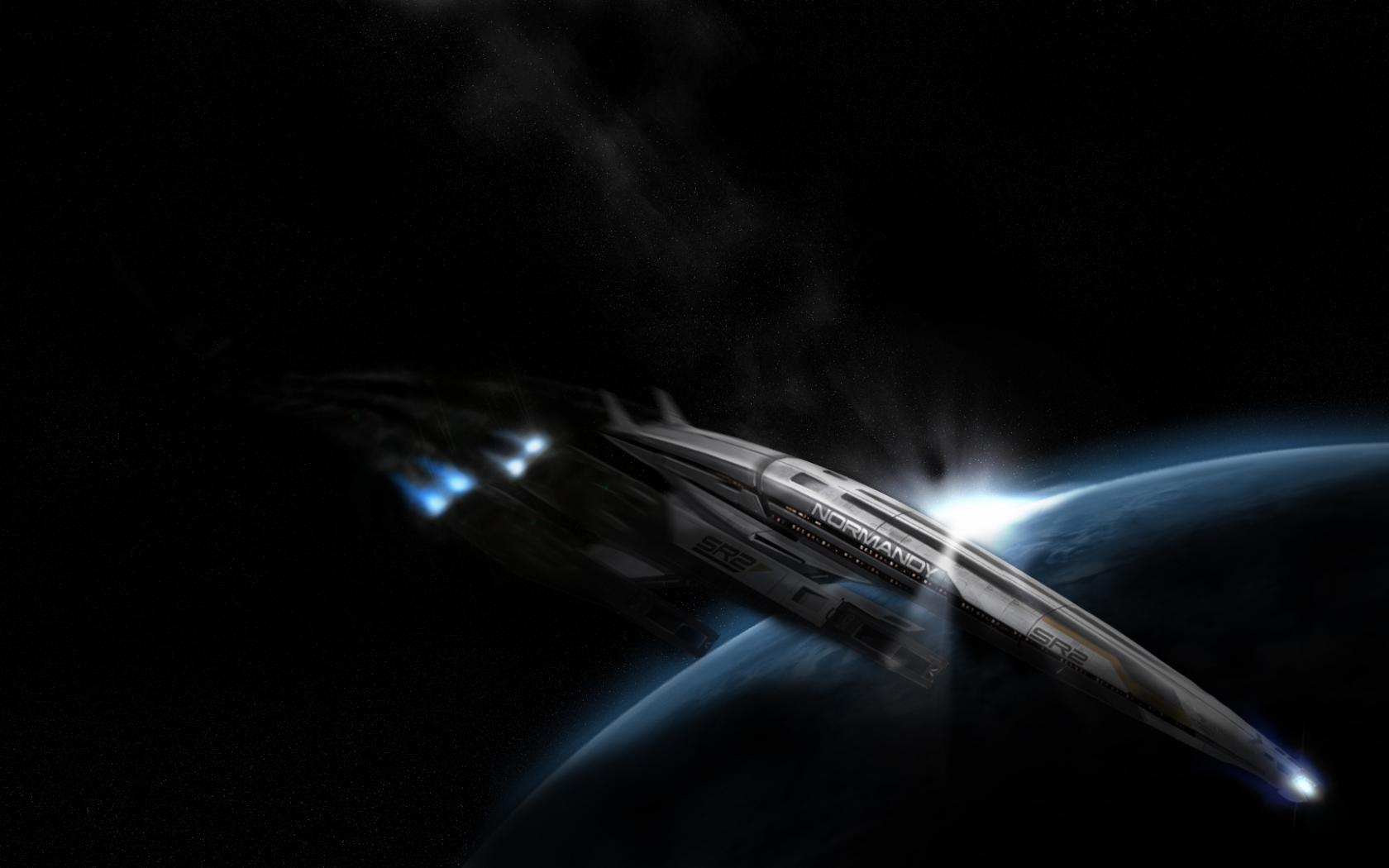 Космический корабль Normandy SR2 из игры Mass Effect 2 1680x1050