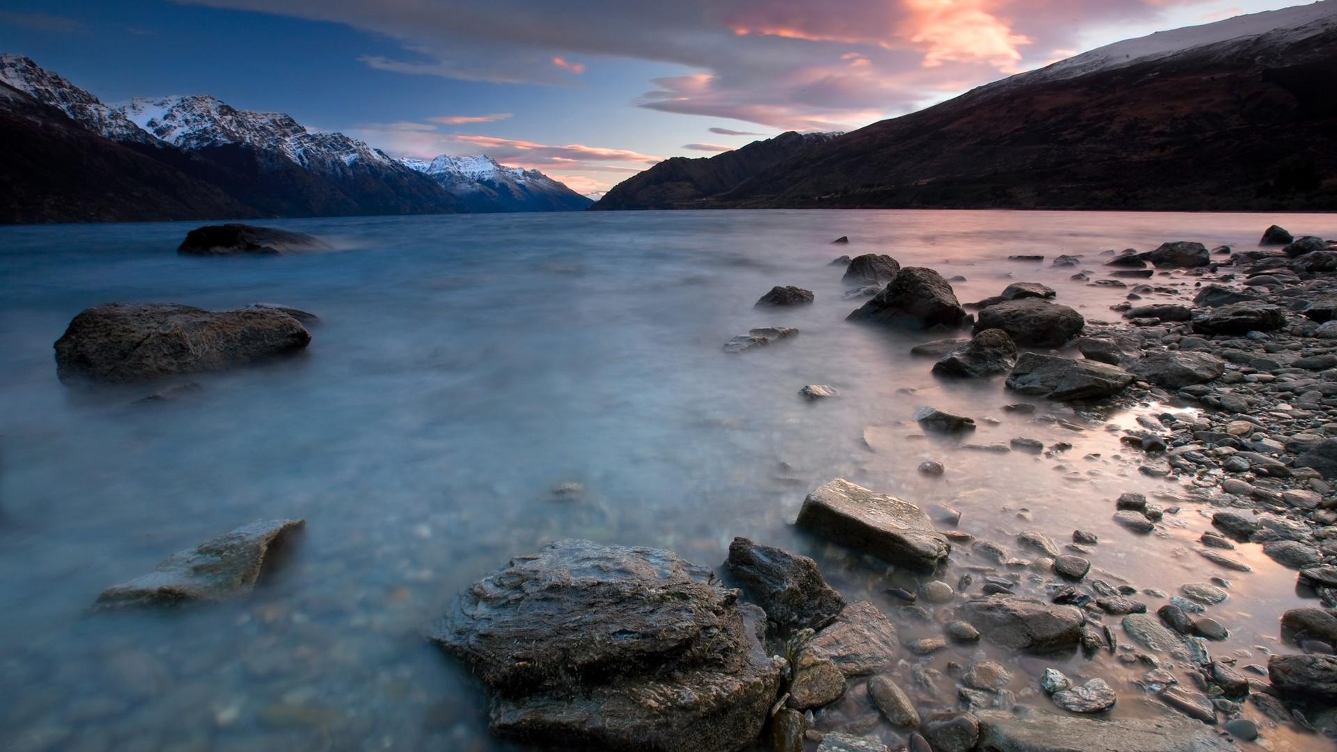 Восход в Новой Зеландии над горным озером 1920x1080