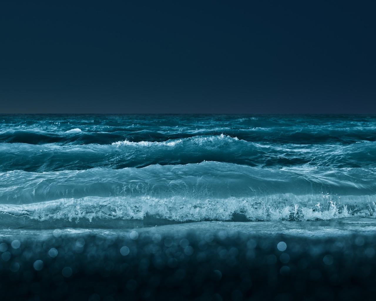 Волны ночного моря 1280x1024