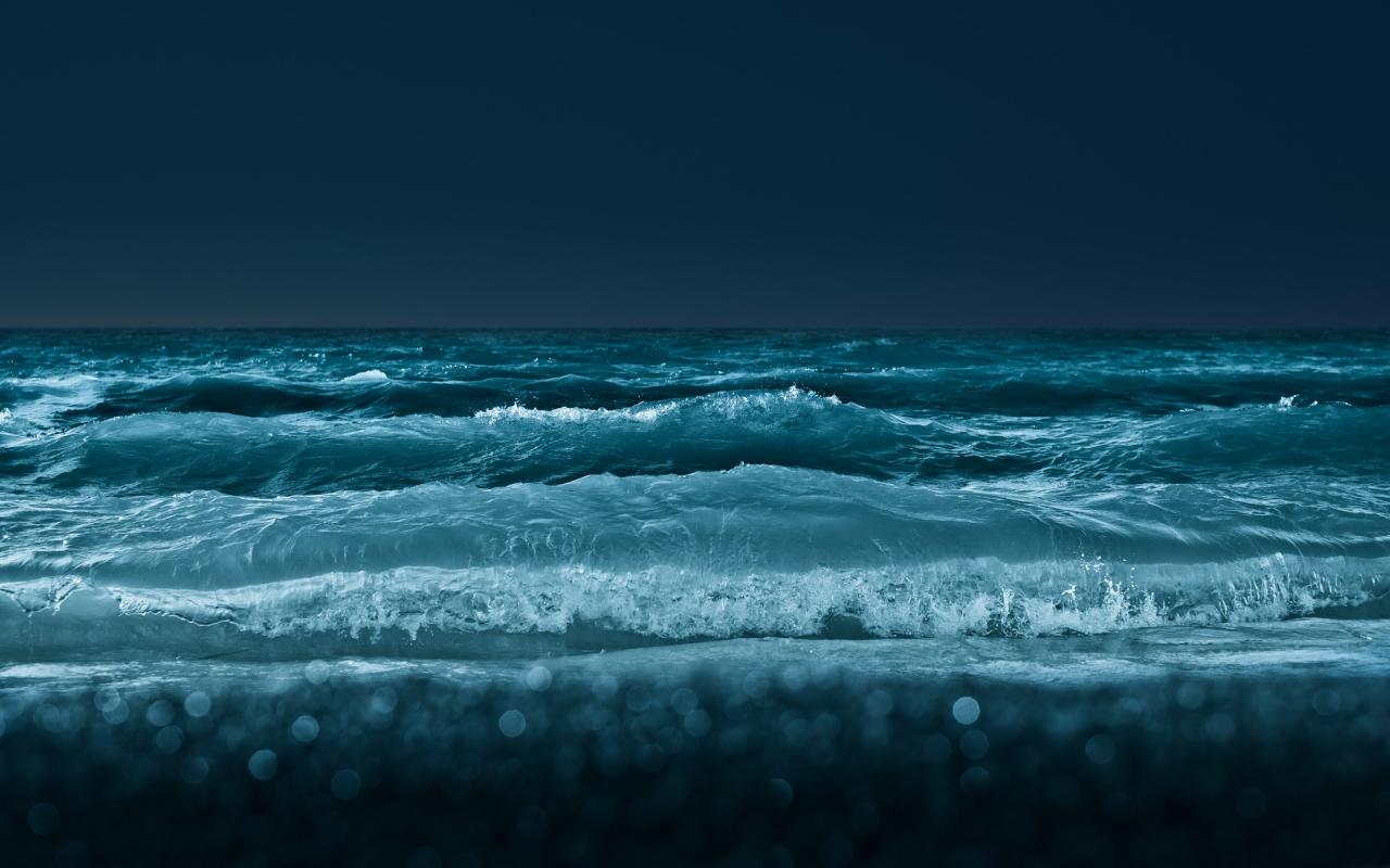 Волны ночного моря 1280x800