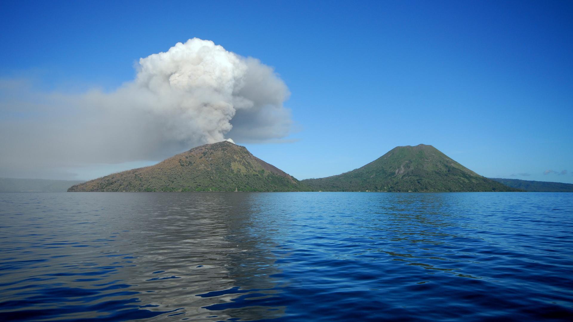 Вулкан, остров, извержение 1920x1080