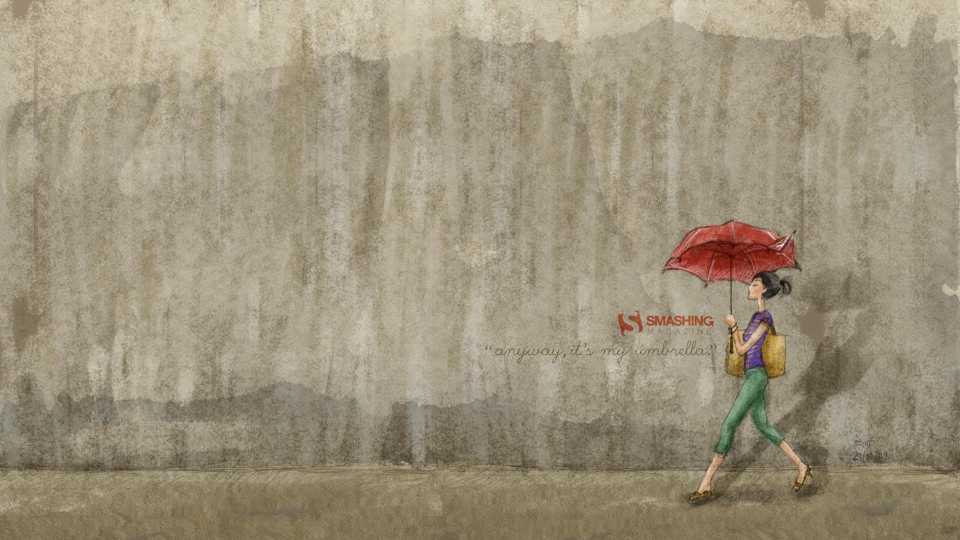 Девушка с зонтом 1920x1080