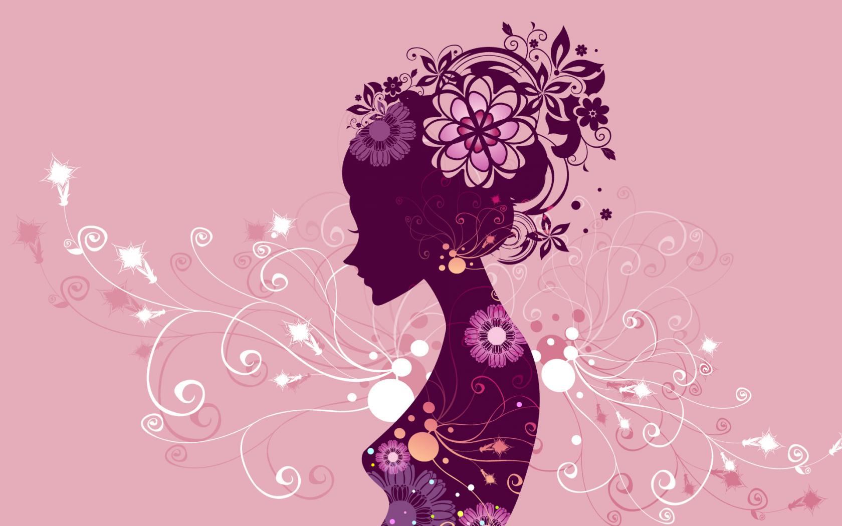 Девушка на розовом фоне разных оттенков 1680x1050