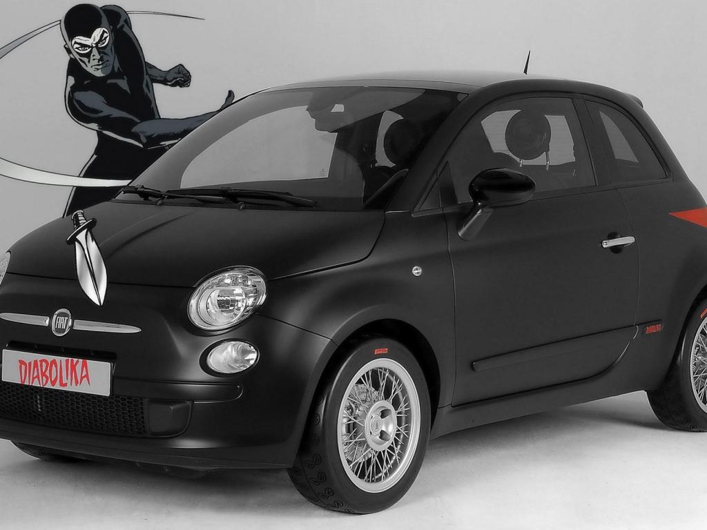 - черного автомобиля Fiat 500 (матовый окрас). 1024x768