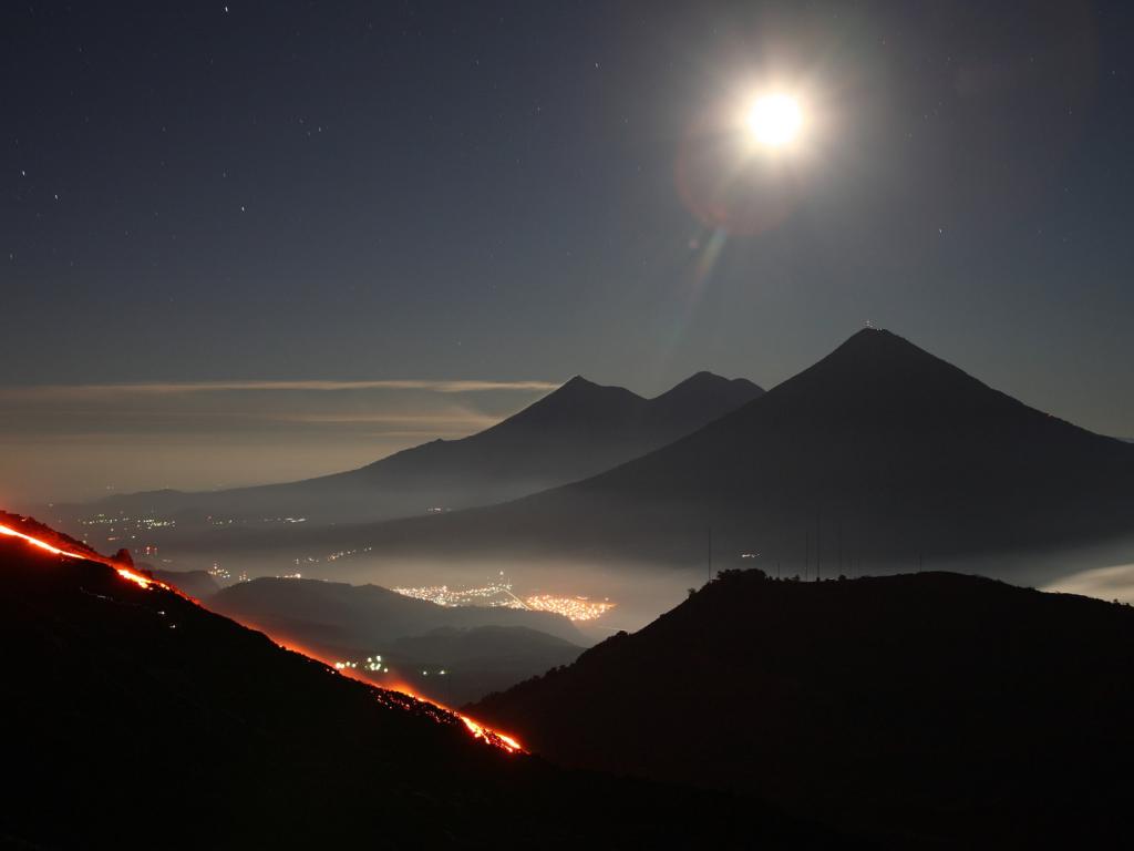 Вулкан, гватемала, извержение, горы 1024x768
