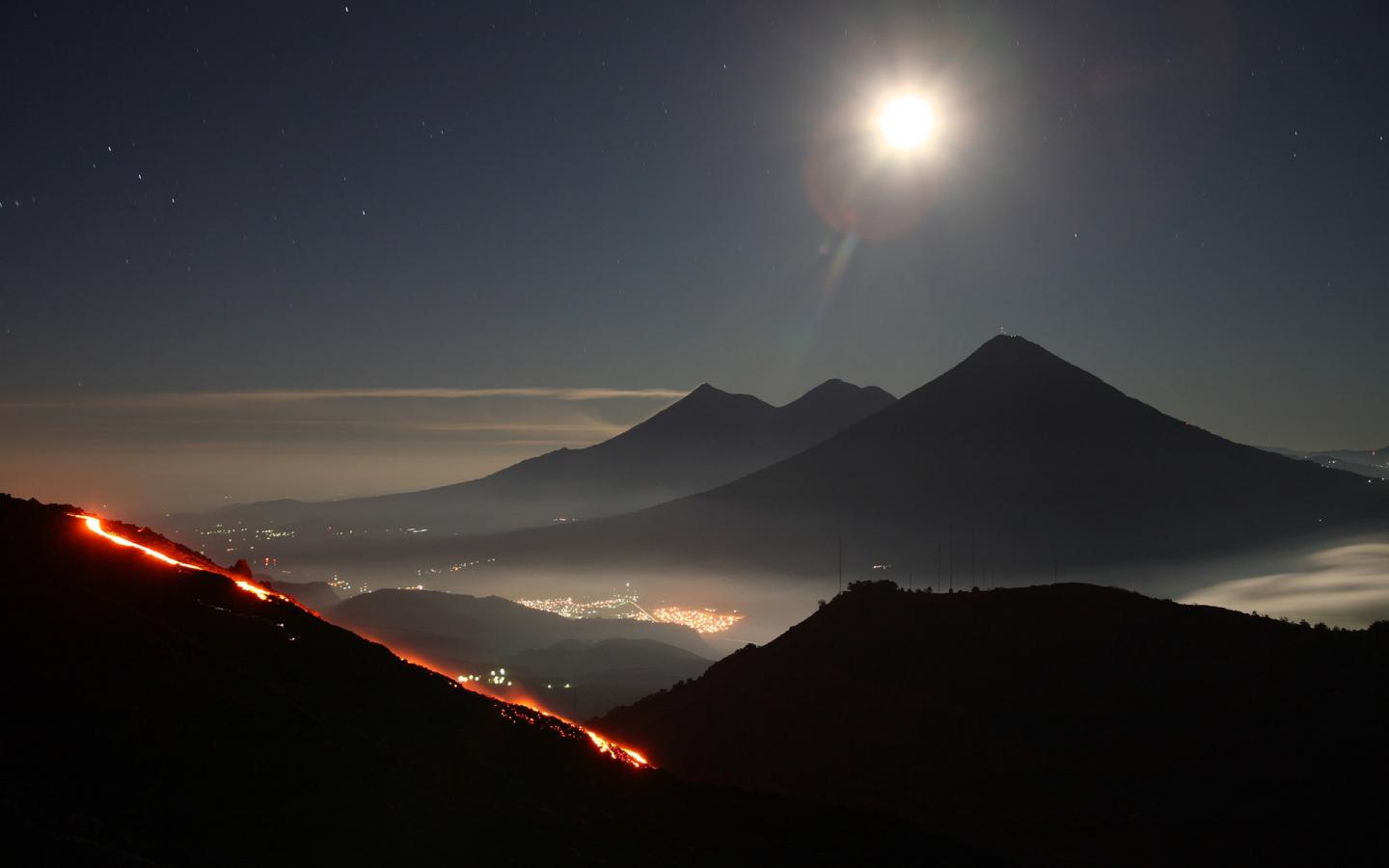 Вулкан, гватемала, извержение, горы 1440x900