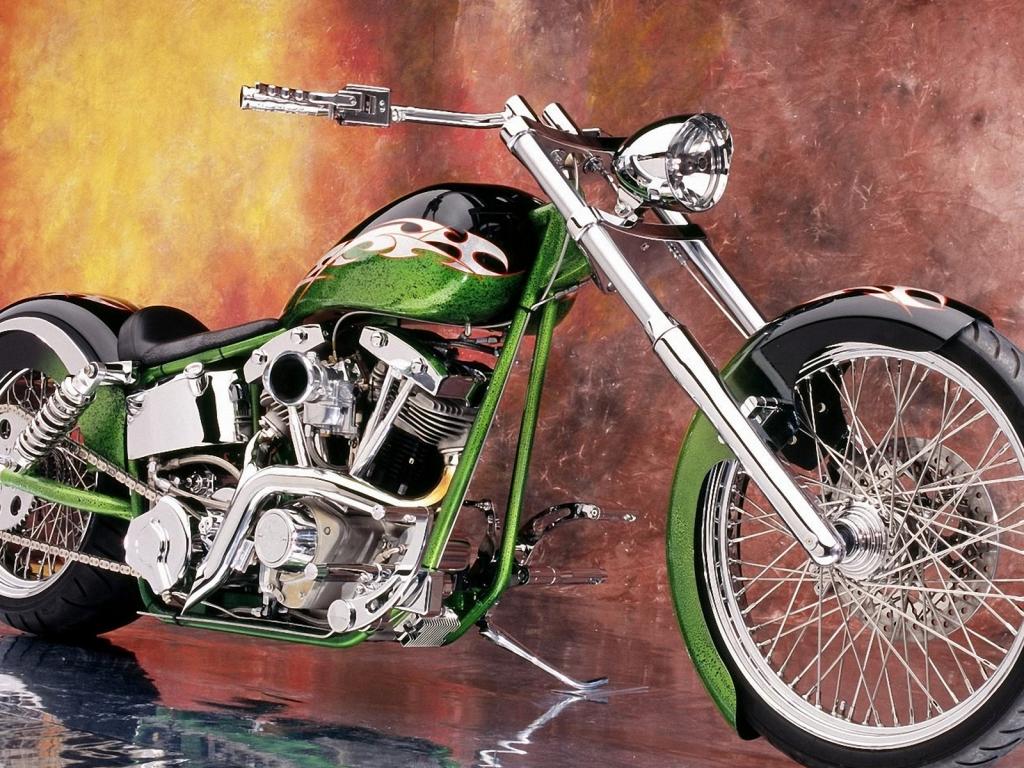 Мотоцикл, кастом, зеленый, супер, красивый 1024x768