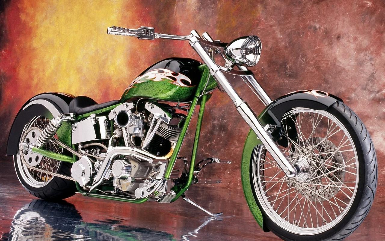 Мотоцикл, кастом, зеленый, супер, красивый 1280x800