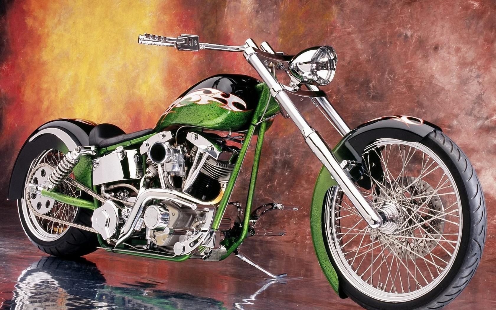 Мотоцикл, кастом, зеленый, супер, красивый 1680x1050