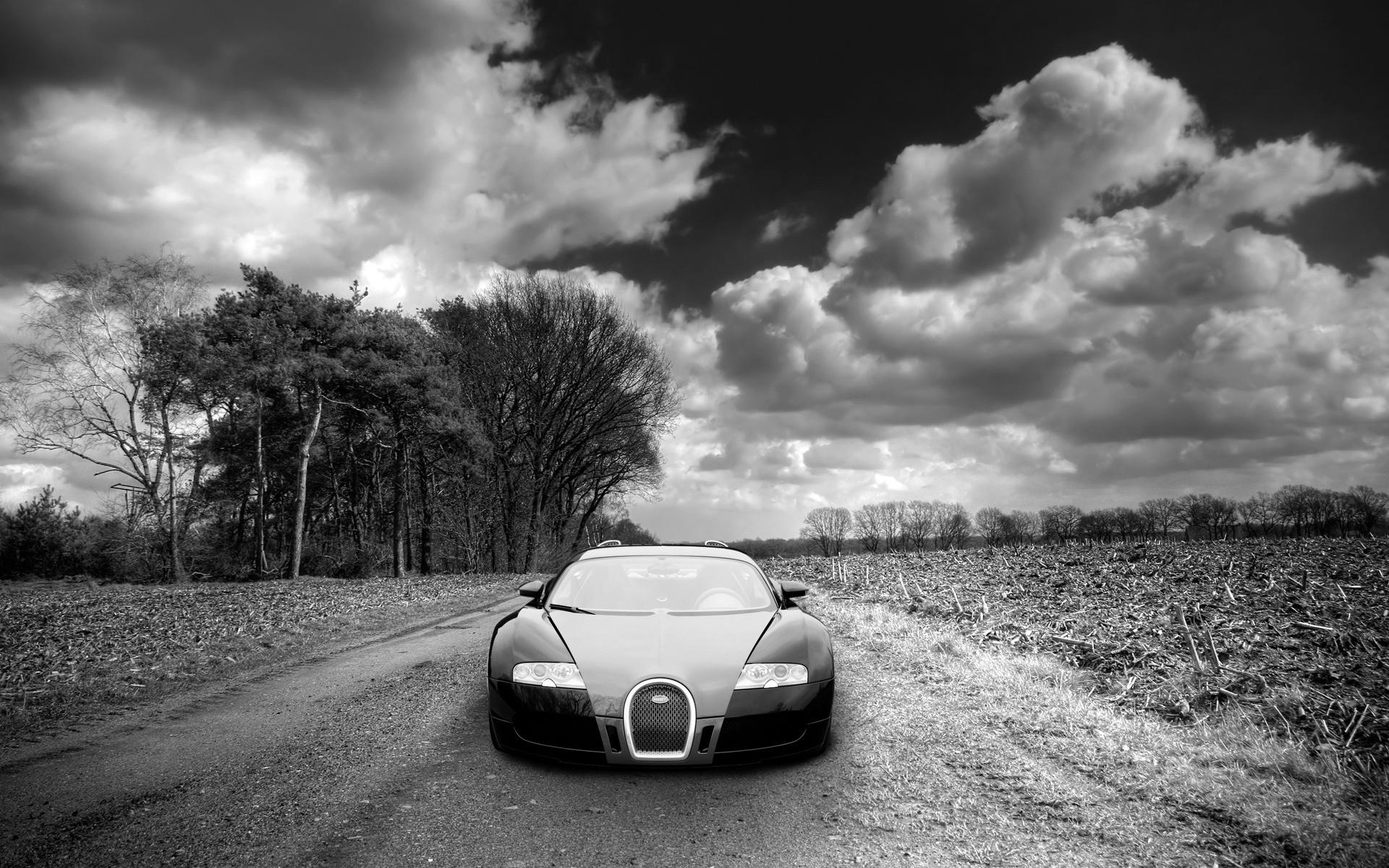 Bugatti, спорткар, чернобелое 1920x1200