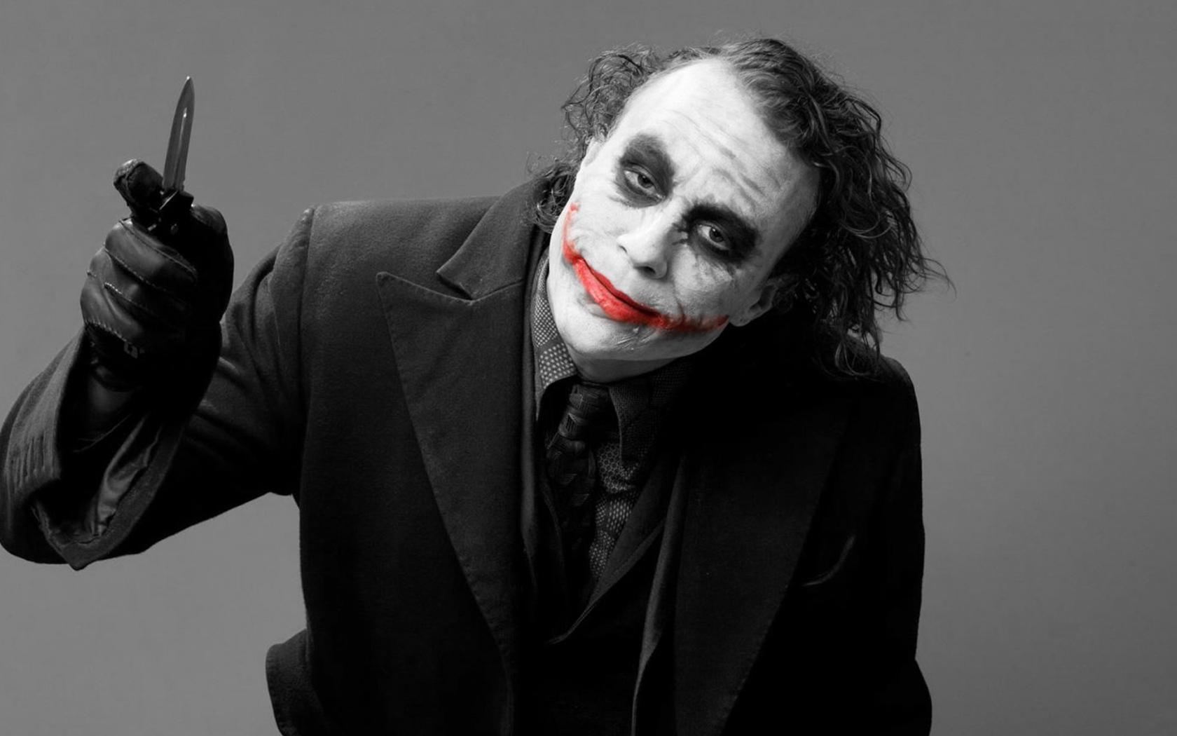 Джокер, joker, тёмный рыцарь, леджер, улыбка, хит леджер, нож, кровь обои  для рабочего стола, картинки, фото, 1680x1050.