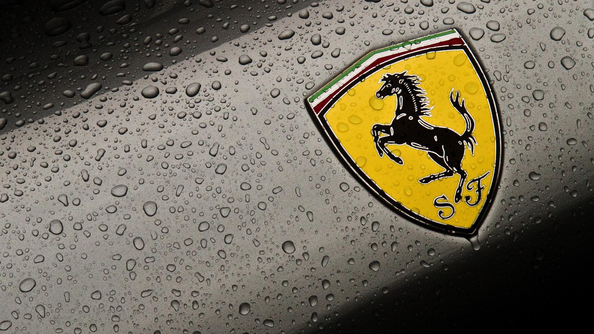 Ferrari, феррари, фон, макро, герб, логотип, эмблема, капли, авто, тачки, авто, cars, auto wallpap 1920x1080