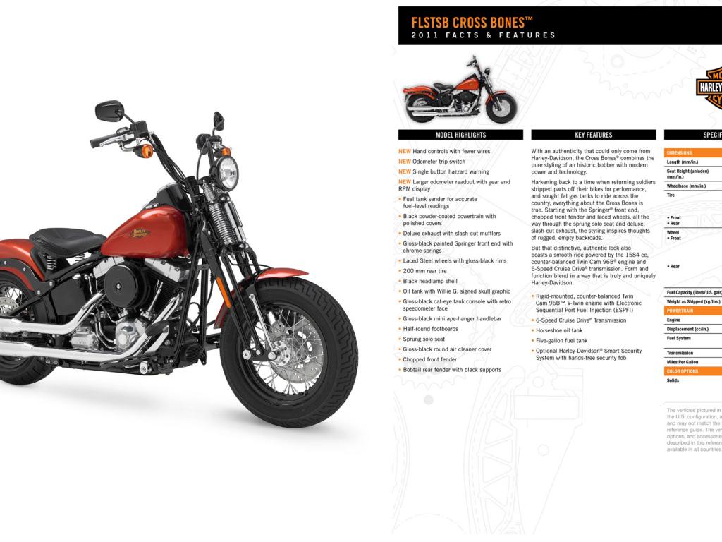 Harley-Davidson, Softail, FLSTSB Cross Bones, FLSTSB Cross Bones 2011, мото, мотоциклы, moto, motorc 1024x768